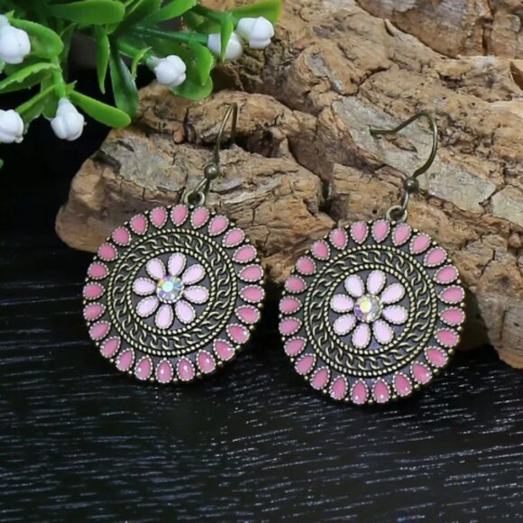 12 Pairs Multicolor Boho Tribal Geometric Drop Earrings - Picture 8 of 8